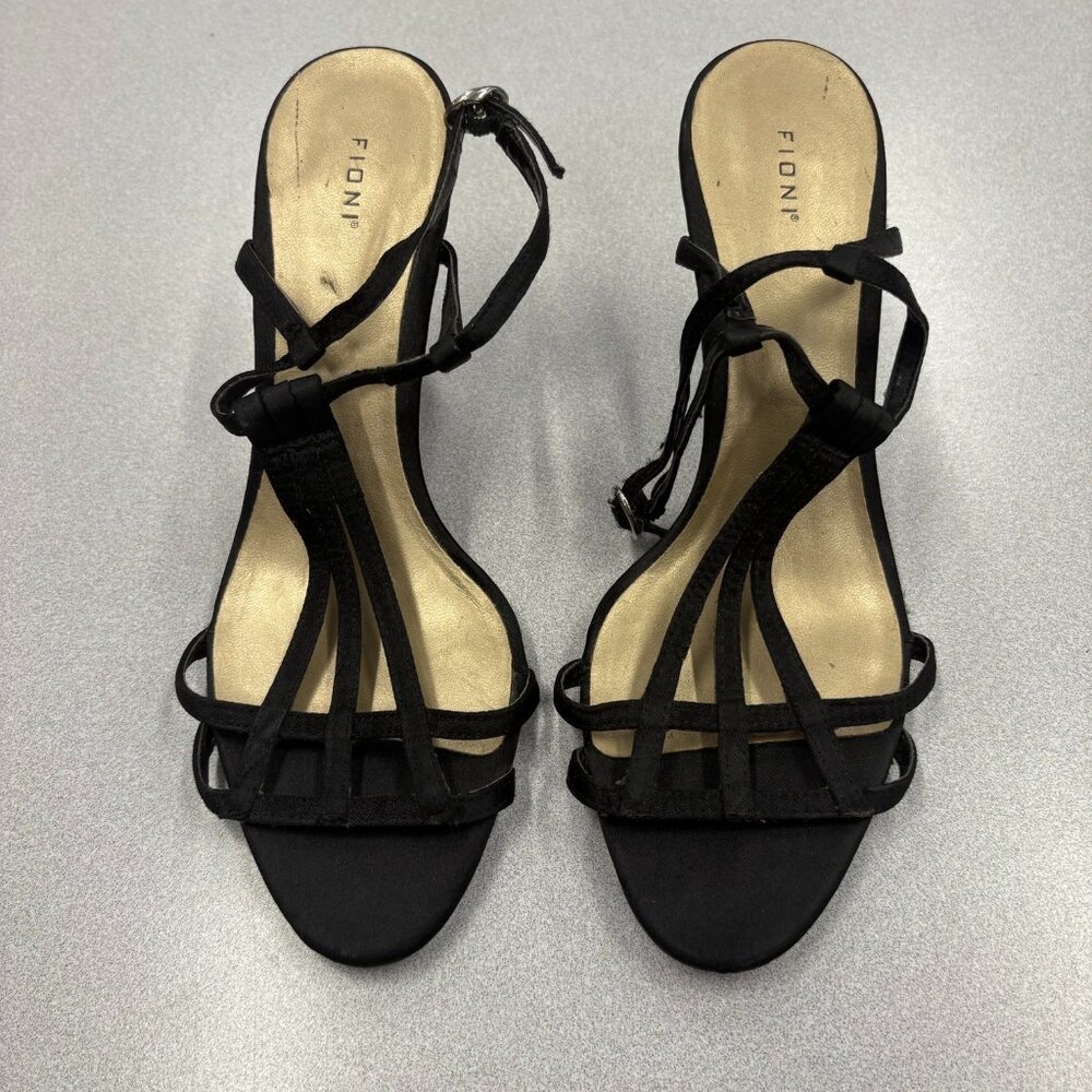 Fioni Night Black Strappy Stiletto Sandals